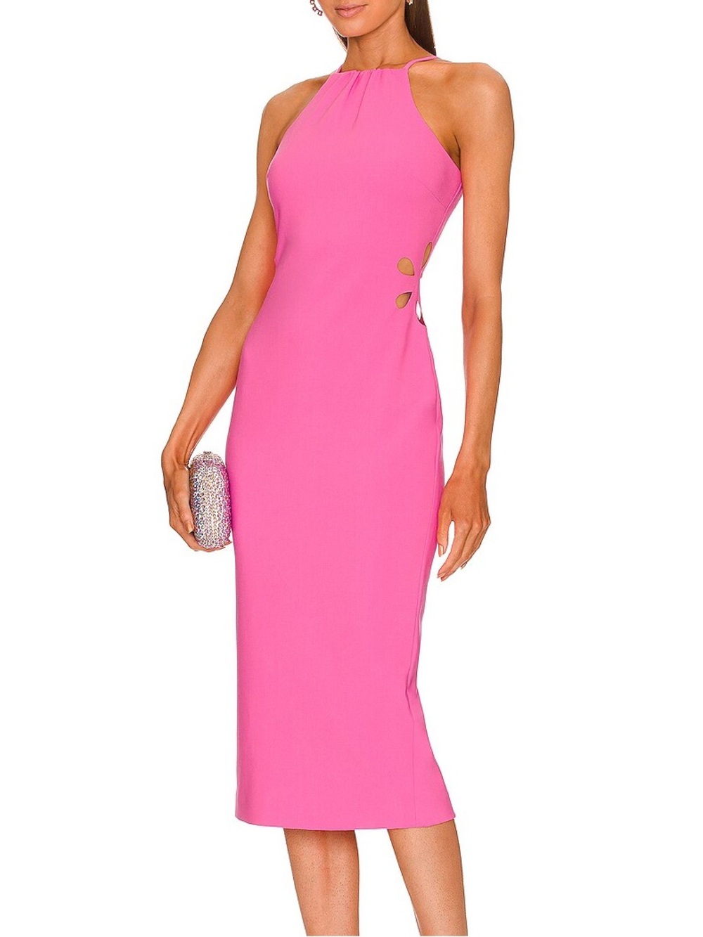 Likely Becky Midi Cutout Dress in Pink Sugar Size 4 NWT